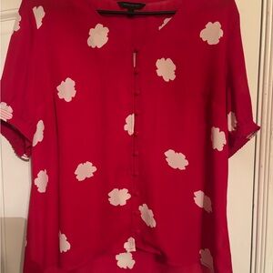 Banana Republic Red and White Floral Blouse